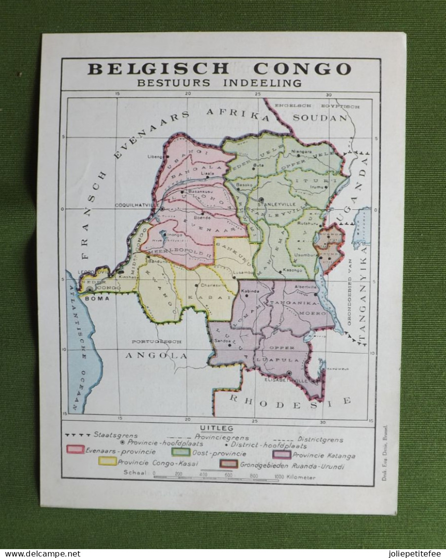 BELGISCH CONGO.  BESTUURS INDEELING. - Géographie