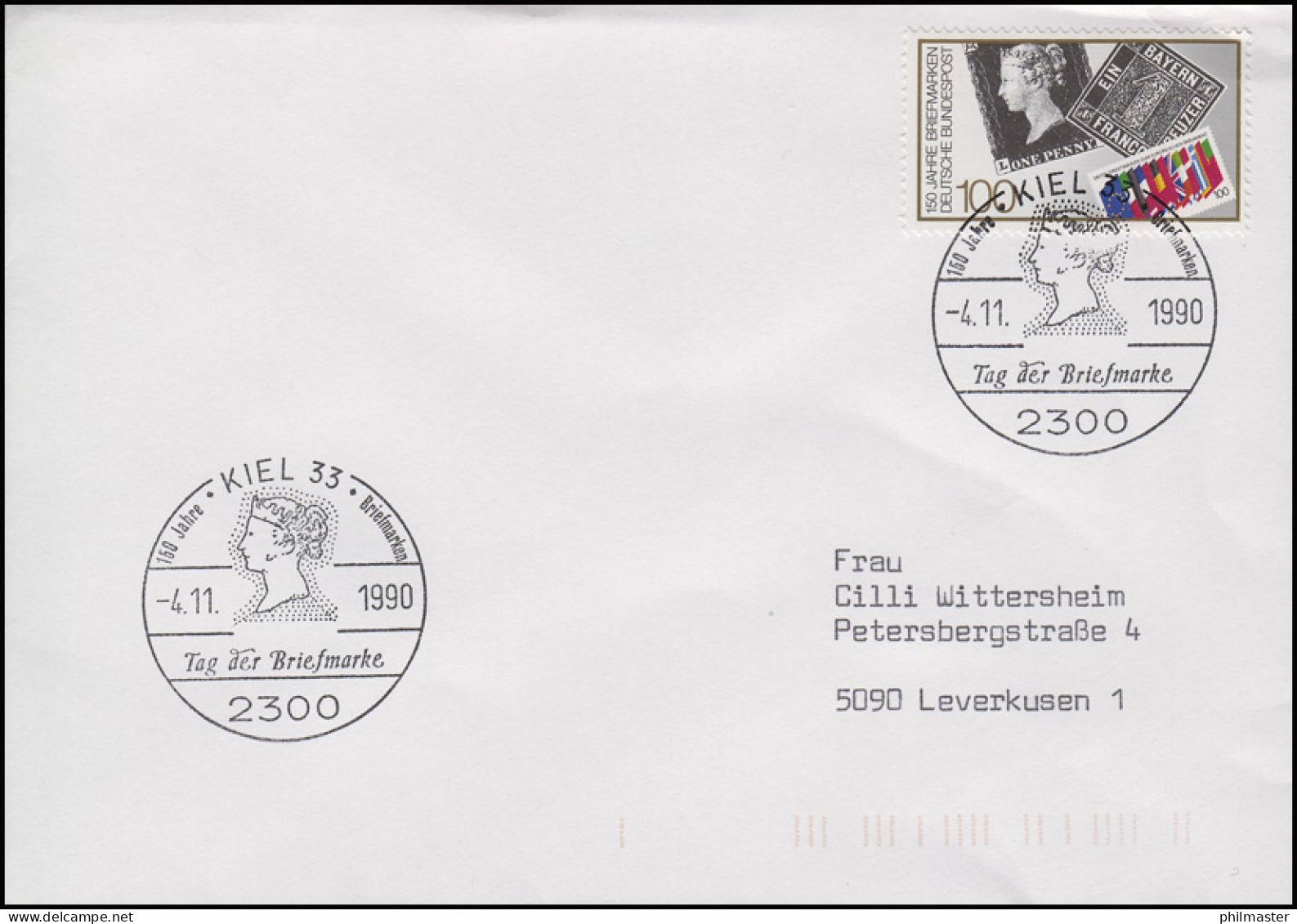 1479 Briefmarken, EF Bf SSt Kiel Tag Der Briefmarke & Königin Victoria 4.11.1990 - Posta