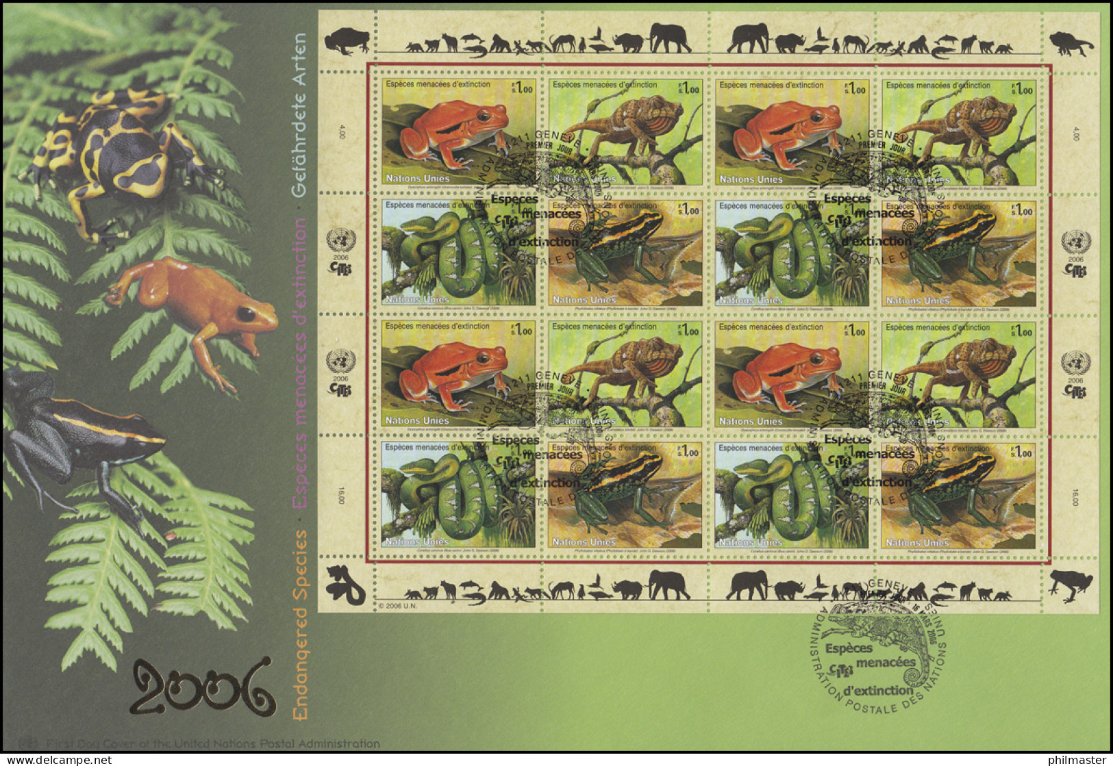 UNO Genf 537-540 Amphipien Und Reptilien, Kleinbogen Auf Schmuck-FDC GENF 2006 - Sonstige & Ohne Zuordnung