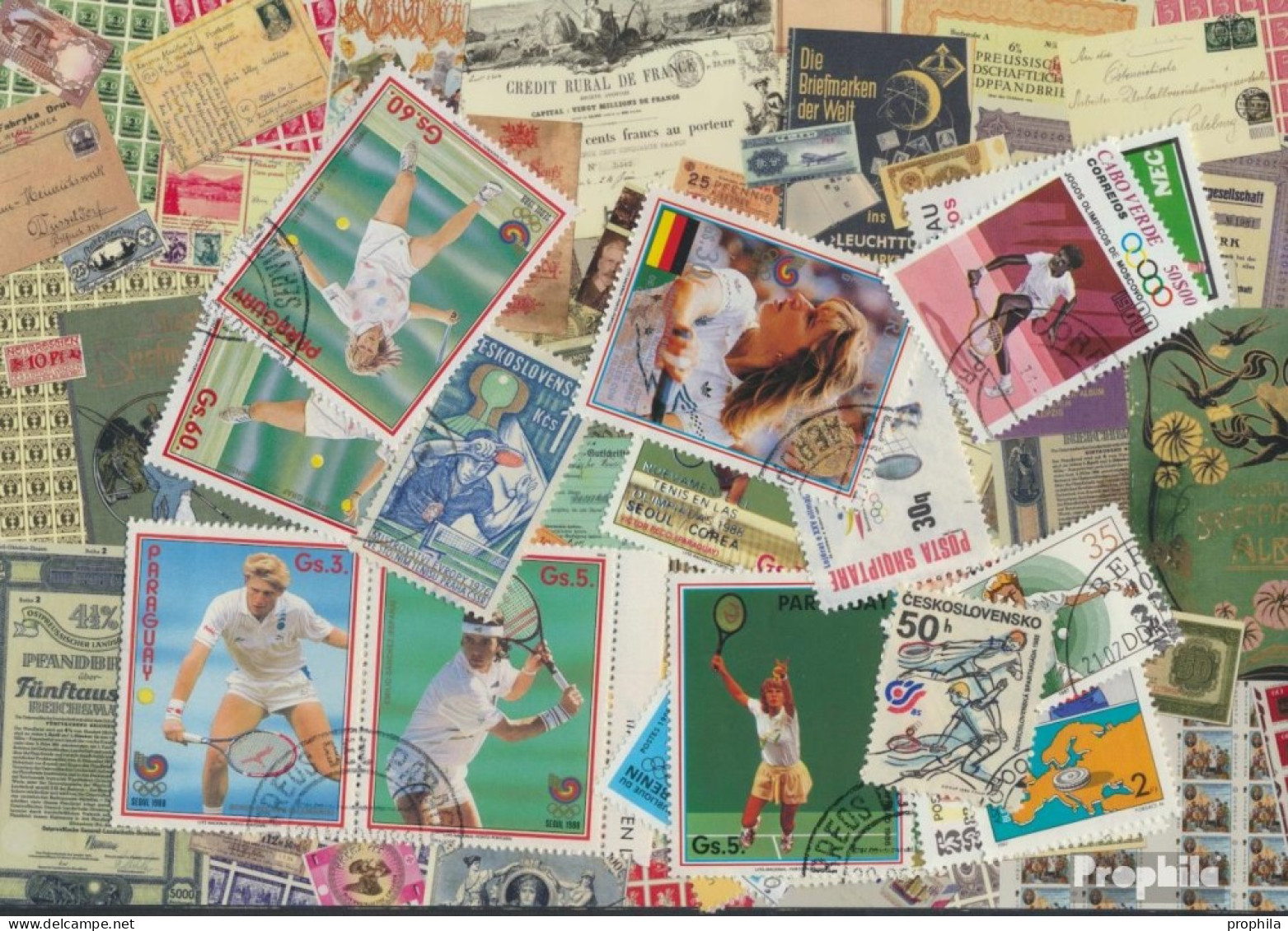 Motive Briefmarken-25 Verschiedene Tennis Und Tischtennis Marken - Tenis