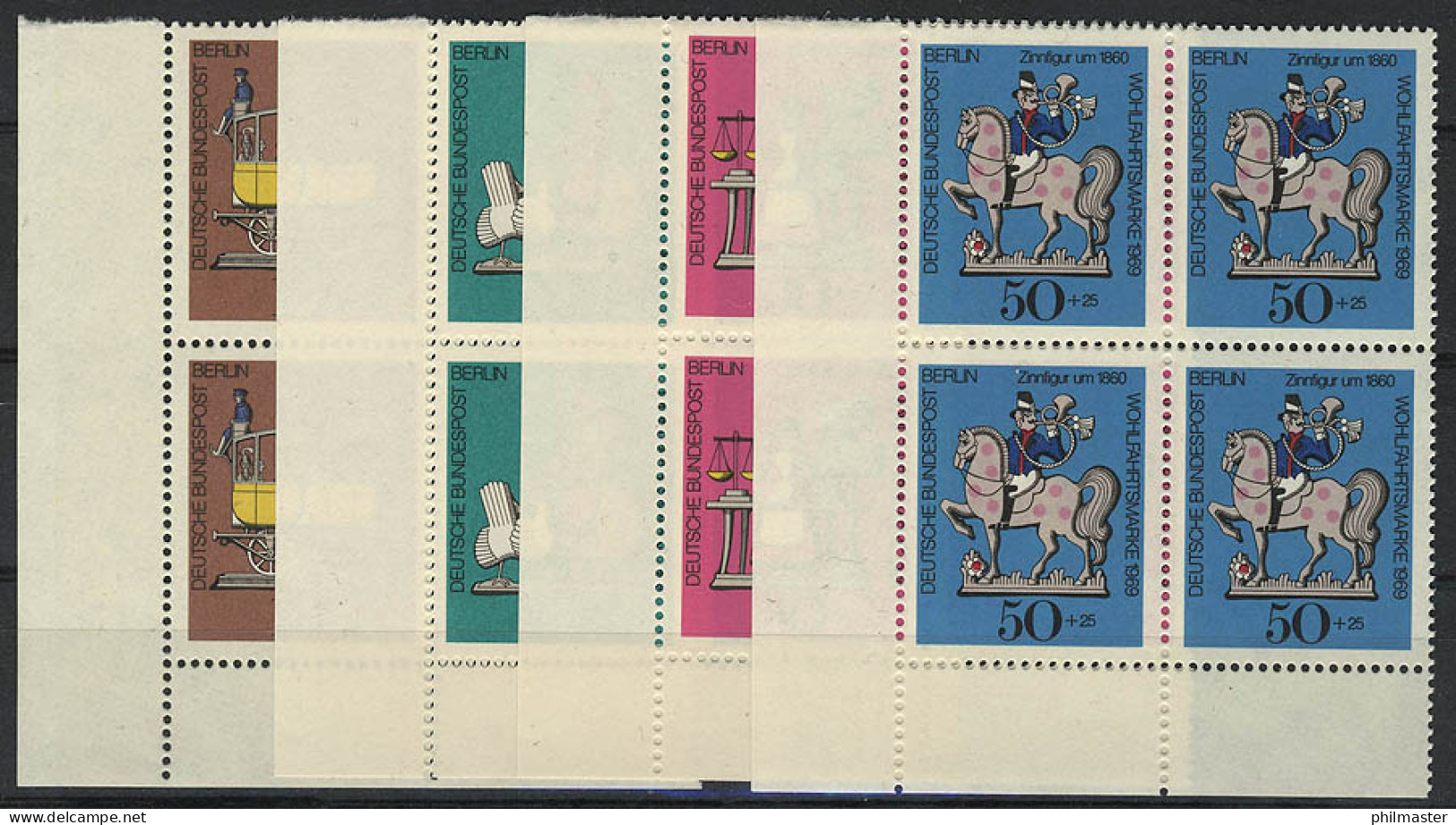 348-351 Wofa Zinnfiguren 1969, E-Vbl U.l. Satz ** - Unused Stamps