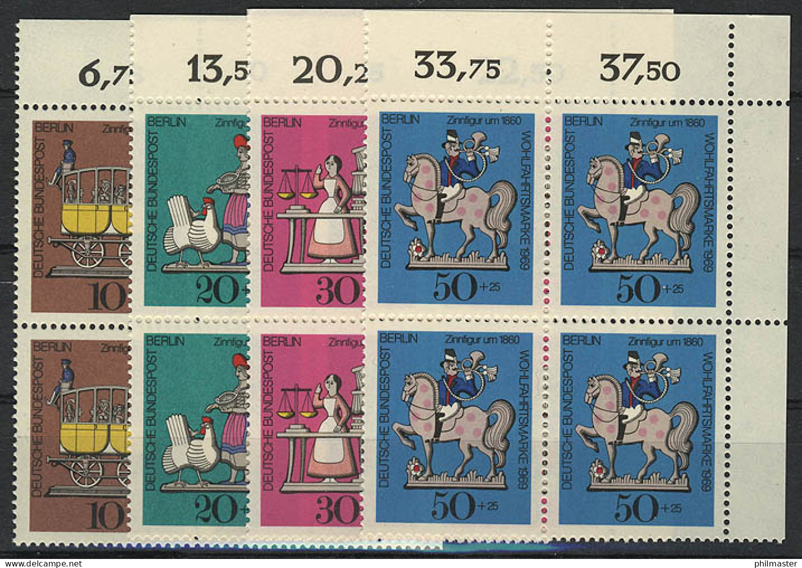 348-351 Wofa Zinnfiguren 1969, E-Vbl O.r. Satz ** - Unused Stamps