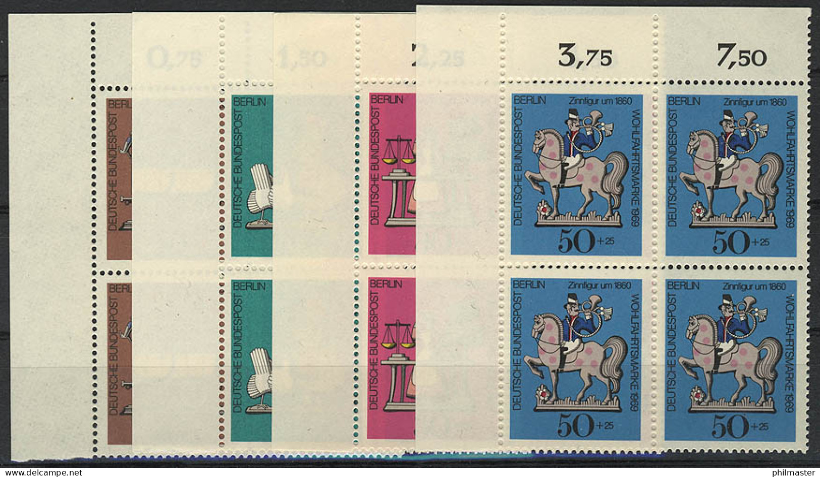 348-351 Wofa Zinnfiguren 1969, E-Vbl O.l. Satz ** - Unused Stamps