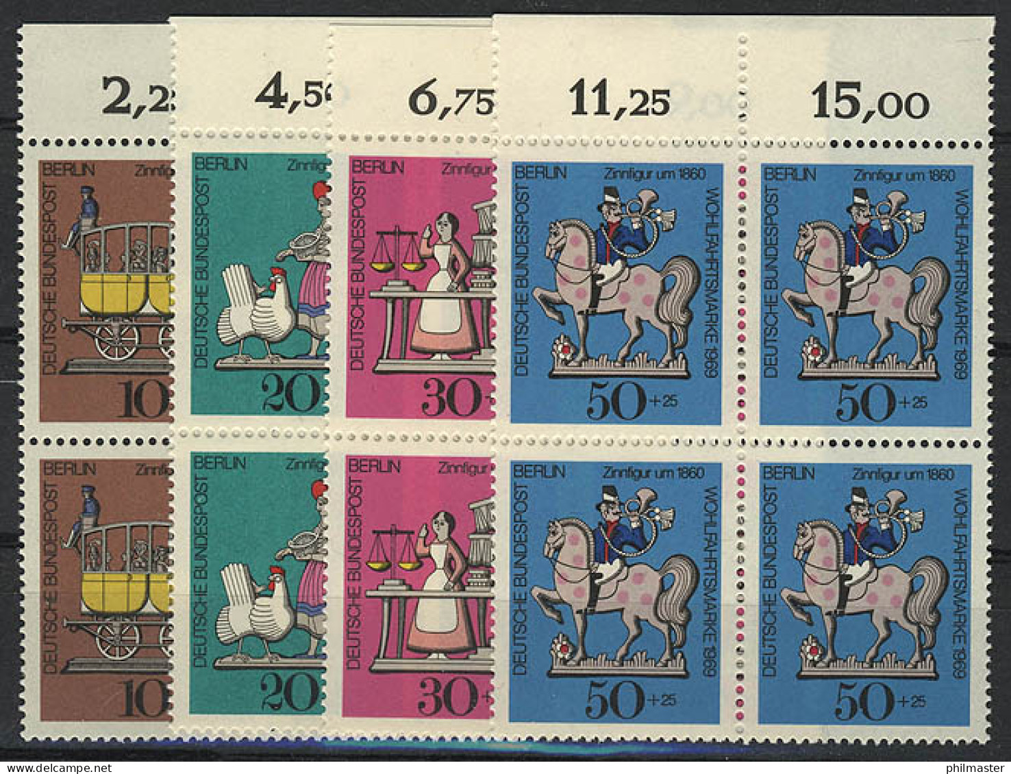 348-351 Wofa Zinnfiguren 1969, OR-Vbl Satz ** - Unused Stamps