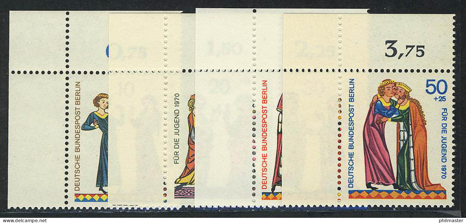 354-357 Jugend Minnesänger 1970, Ecke O.l. Satz ** - Unused Stamps