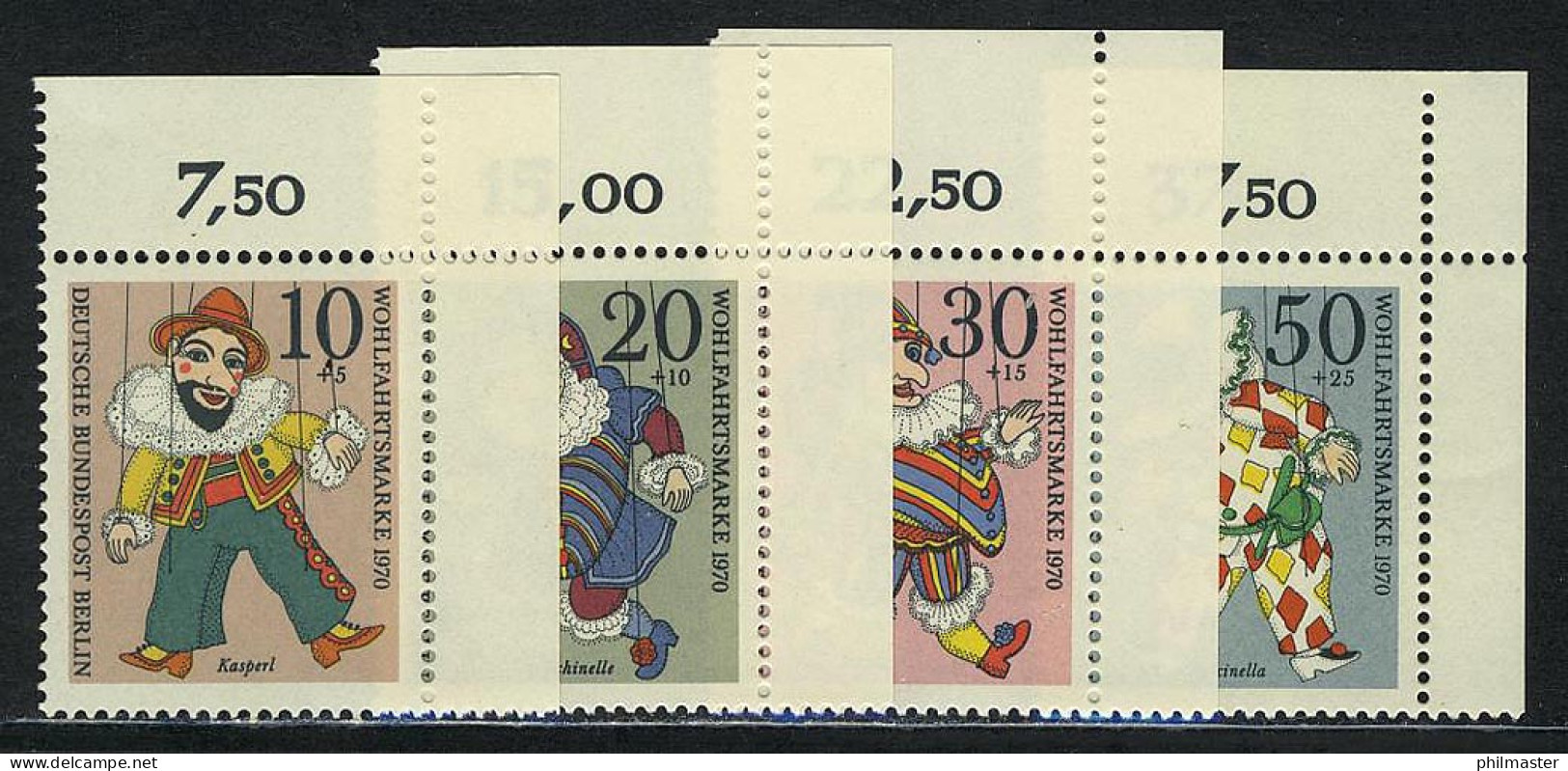 373-376 Wofa Marionetten 1970, Ecke O.r. Satz ** - Unused Stamps