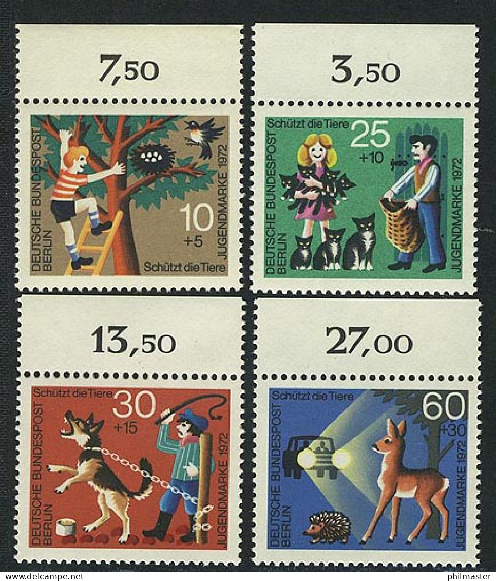 418-421 Jugend Tierschutz 1972, Oberrand, Satz ** - Unused Stamps