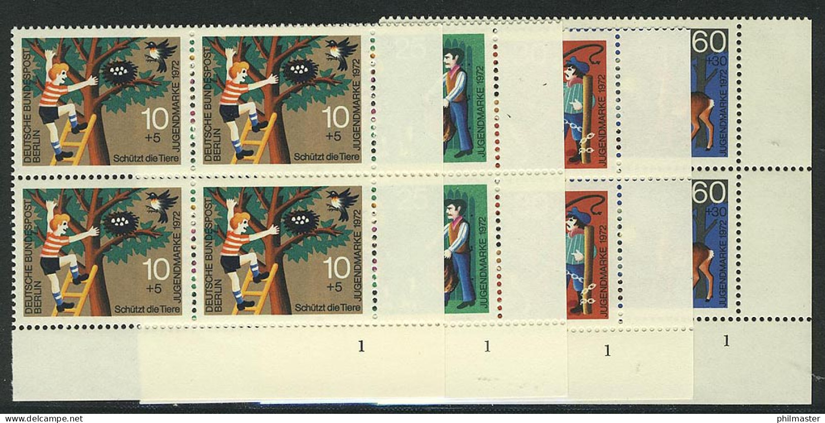 418-421 Jugend Tierschutz 1972, Vbl FN1 Satz ** - Unused Stamps