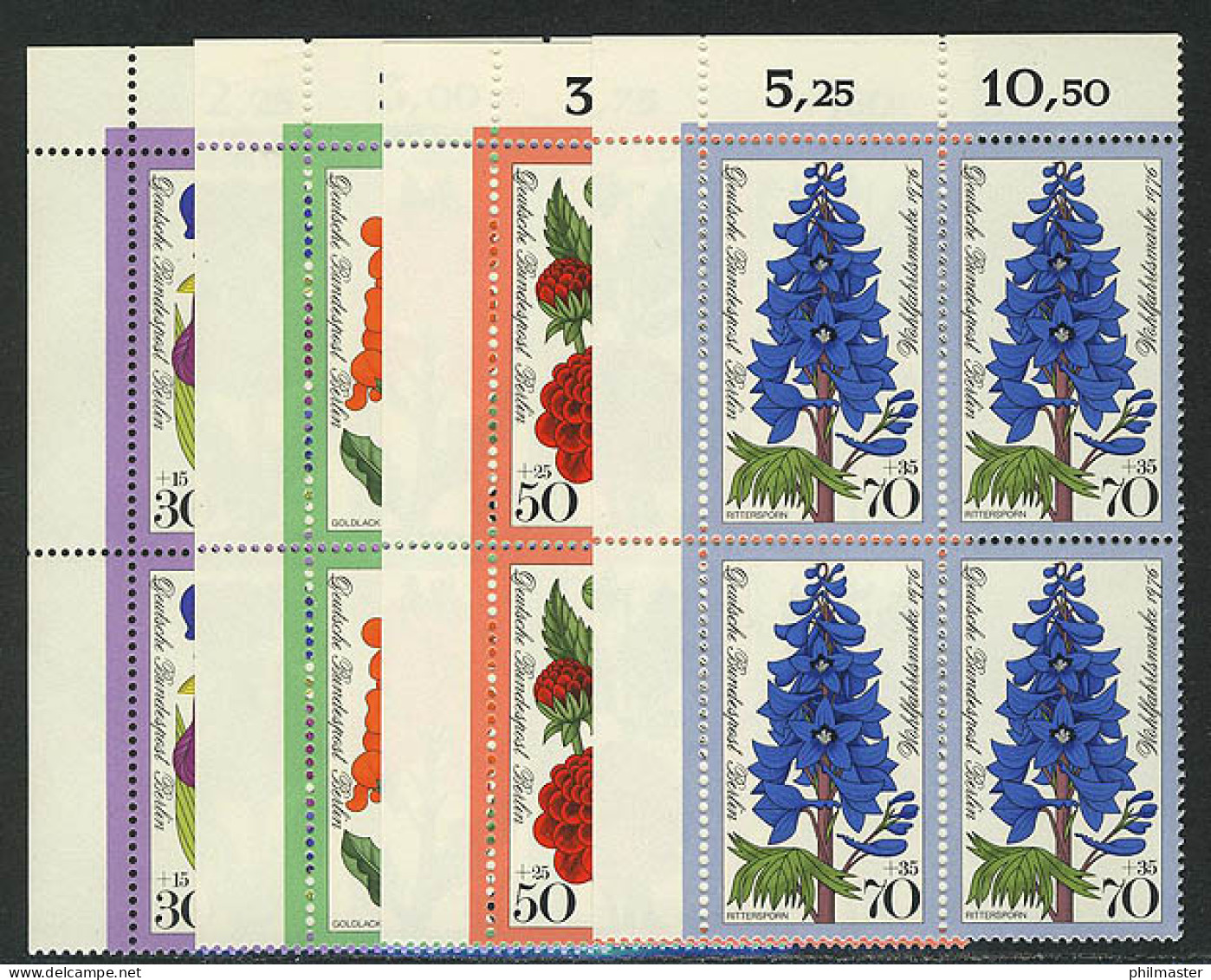 524-527 Wofa Gartenblumen 1976, E-Vbl O.l. Satz ** - Unused Stamps