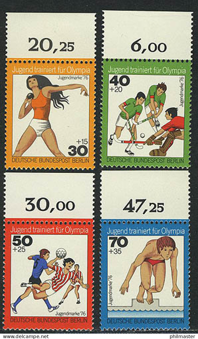 517-520 Jugend Olympia 1976, Oberrand, Satz ** - Unused Stamps
