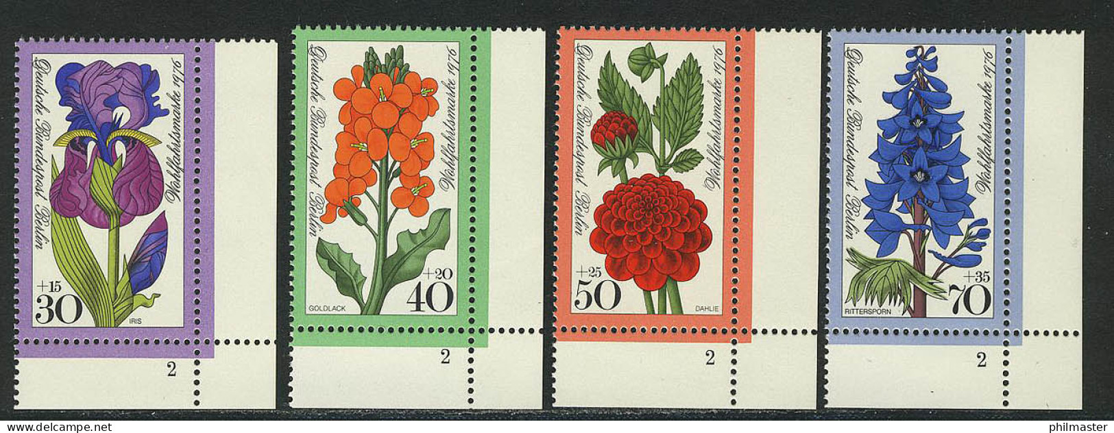 524-527 Wofa Gartenblumen 1976, FN2 Satz ** - Unused Stamps