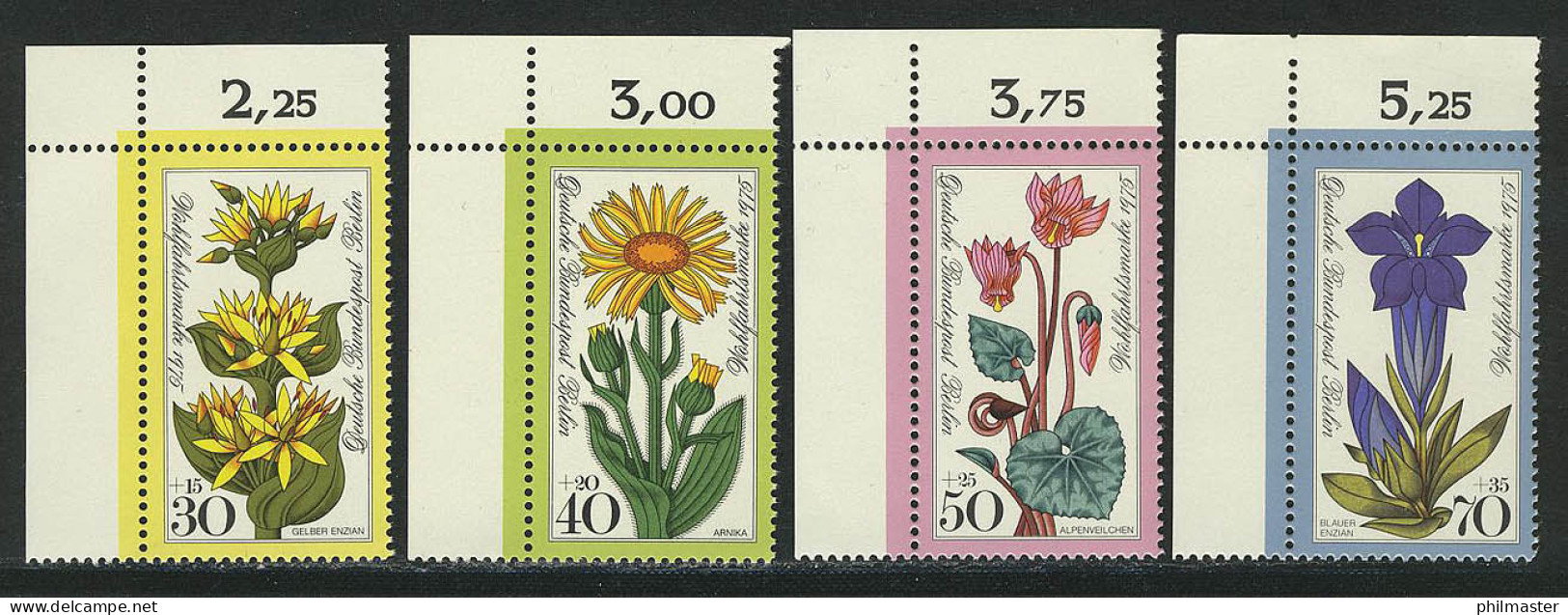 510-513 Wofa Alpenblumen 1975, Ecke O.l. Satz ** - Unused Stamps