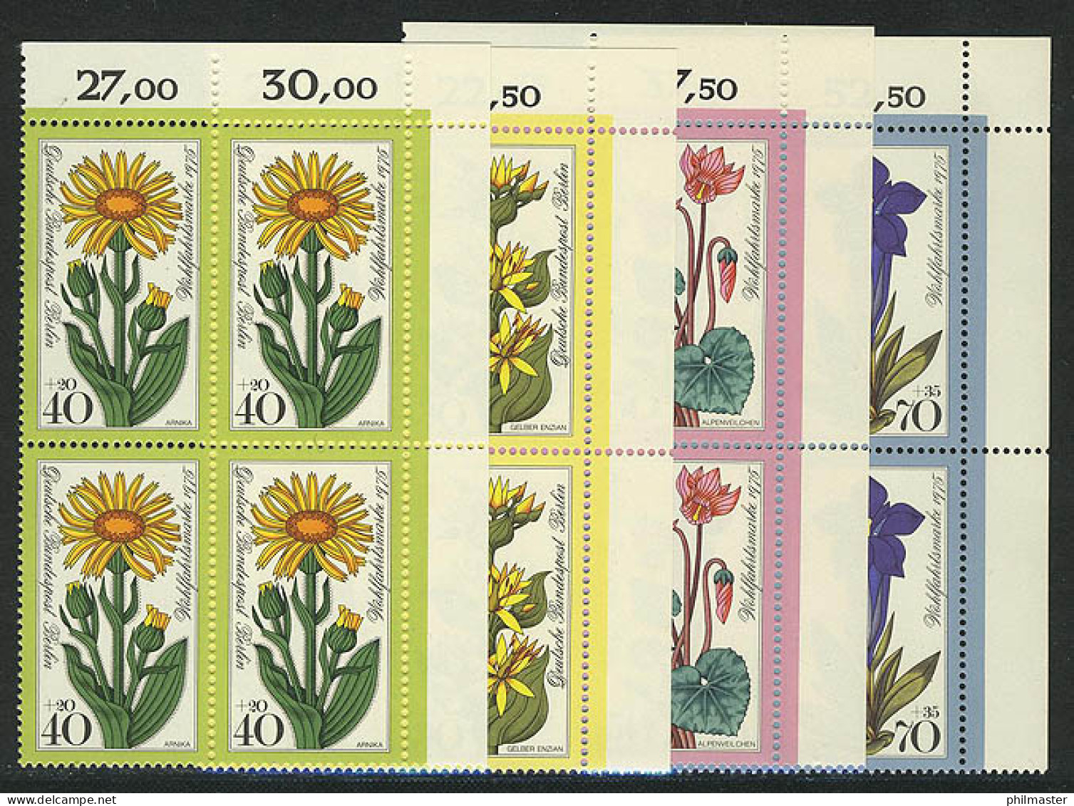 510-513 Wofa Alpenblumen 1975, E-Vbl O.r. Satz ** - Unused Stamps