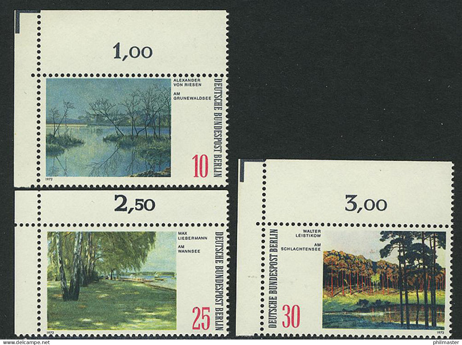 423-425 Landschaften 1972, Ecke O.l. Satz ** - Unused Stamps