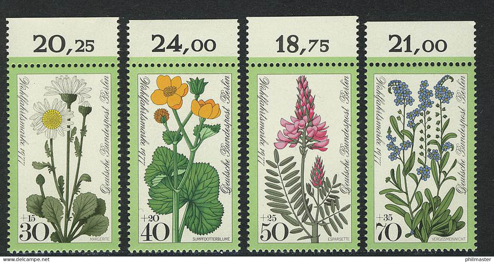 556-559 Wofa Wiesenblumen 1977, Oberrand, Satz ** - Unused Stamps