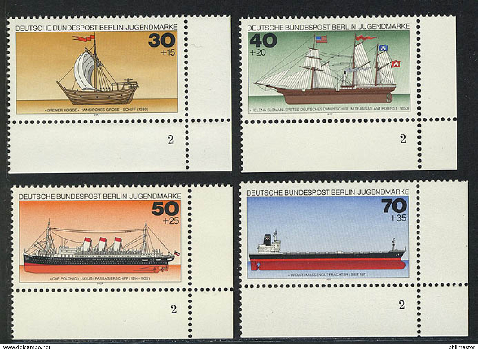 544-547 Jugend Schiffe 1977, FN2 Satz ** - Unused Stamps