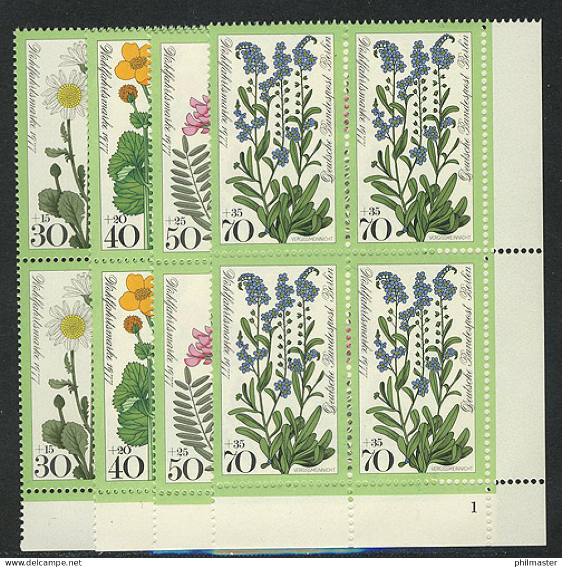 556-559 Wofa Wiesenblumen 1977, Vbl FN1 Satz ** - Unused Stamps