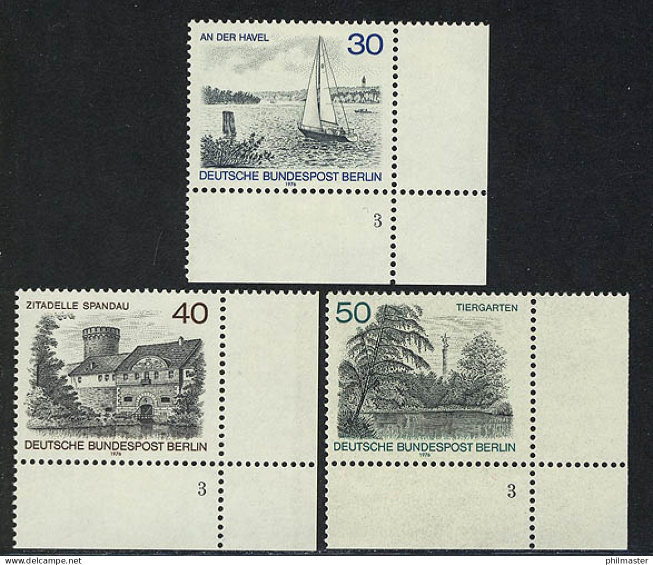 529-531 Berlin-Ansichten 1976, FN3 Satz ** - Unused Stamps