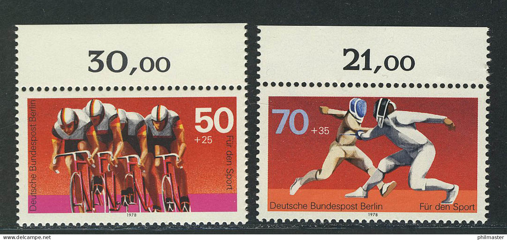567-568 Sporthilfe 1978, Oberrand, Satz ** - Unused Stamps