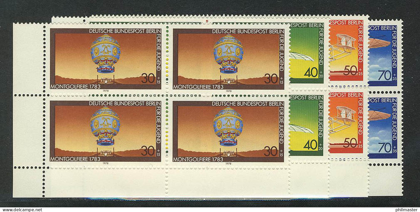 563-566 Jugend Luftfahrt 1978, E-Vbl U.l. Satz ** - Unused Stamps