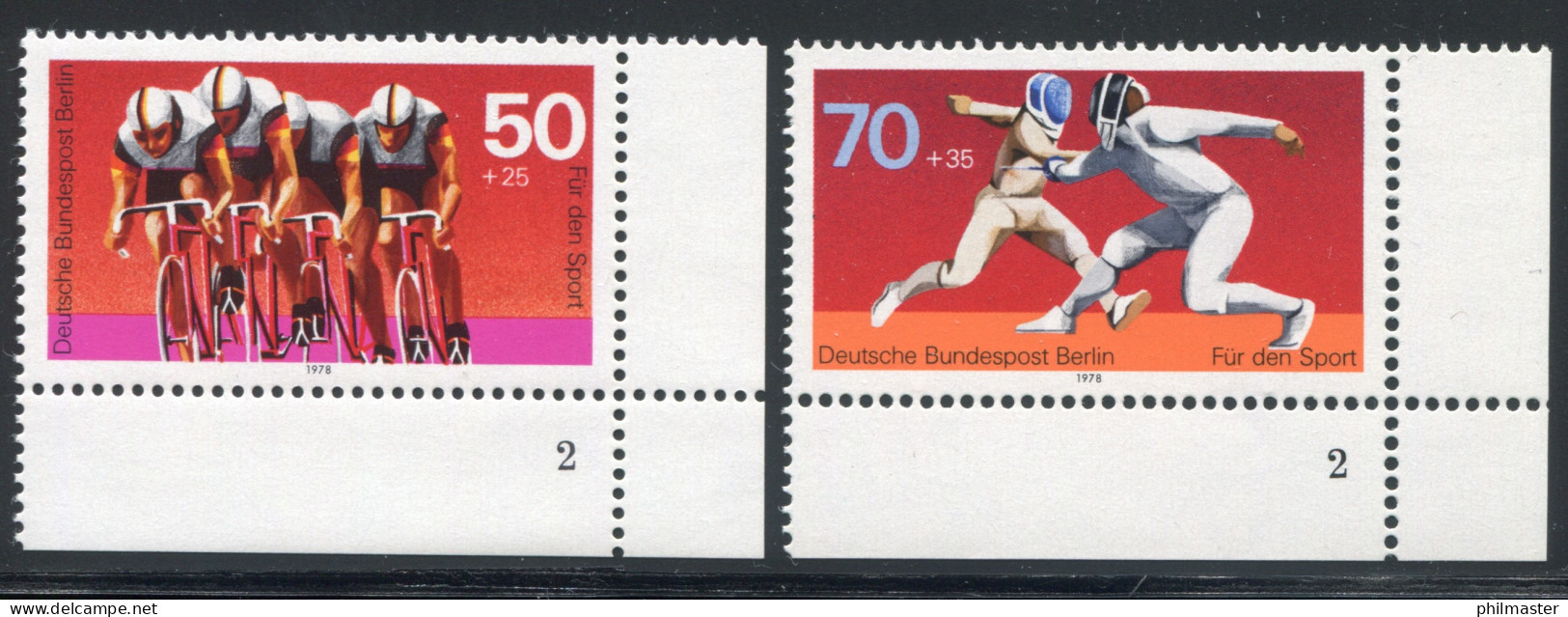 567-568 Sporthilfe 1978, FN2 Satz ** - Unused Stamps