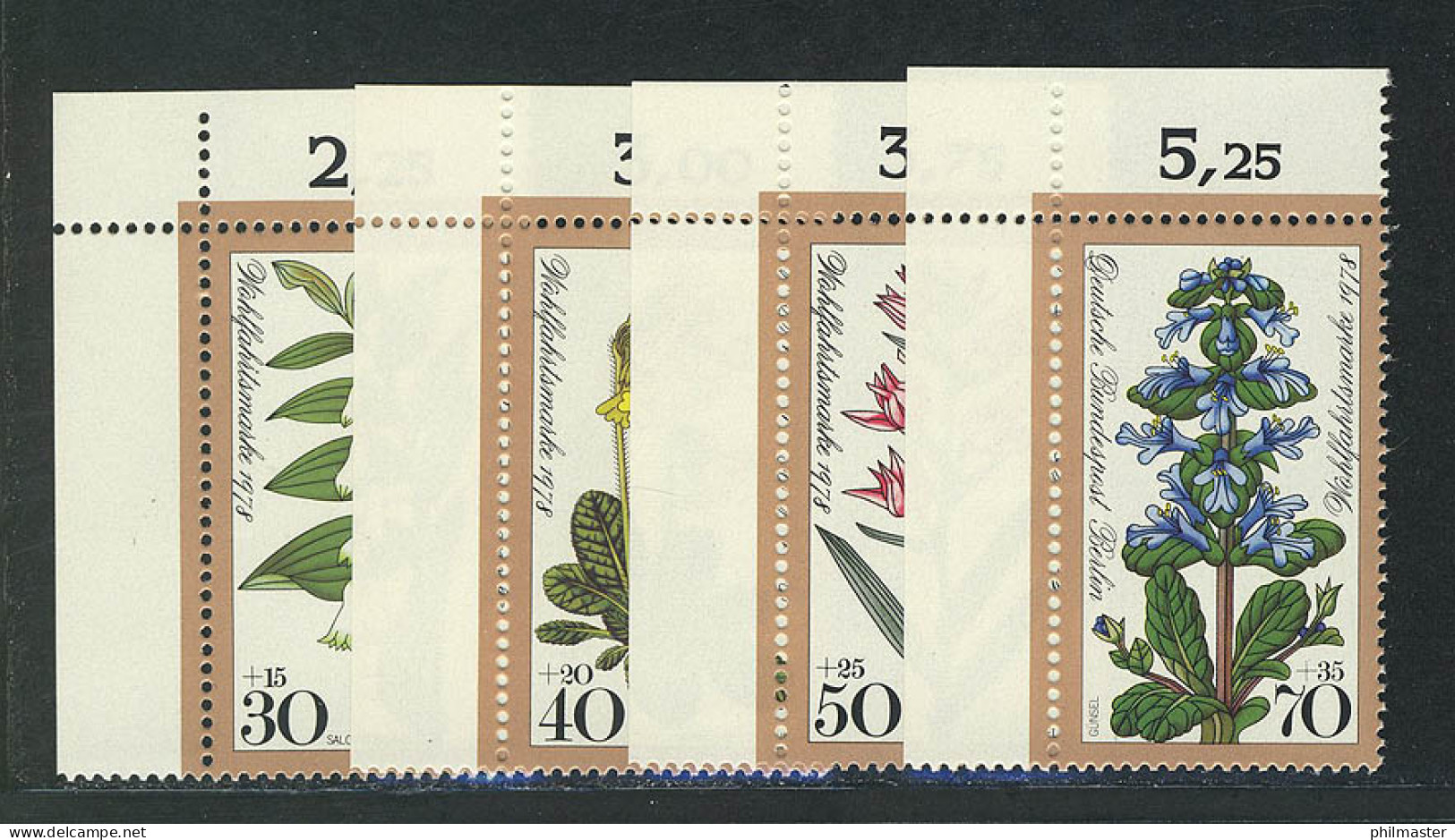 573-576 Wofa Waldblumen 1978, Ecke O.l. Satz ** - Unused Stamps