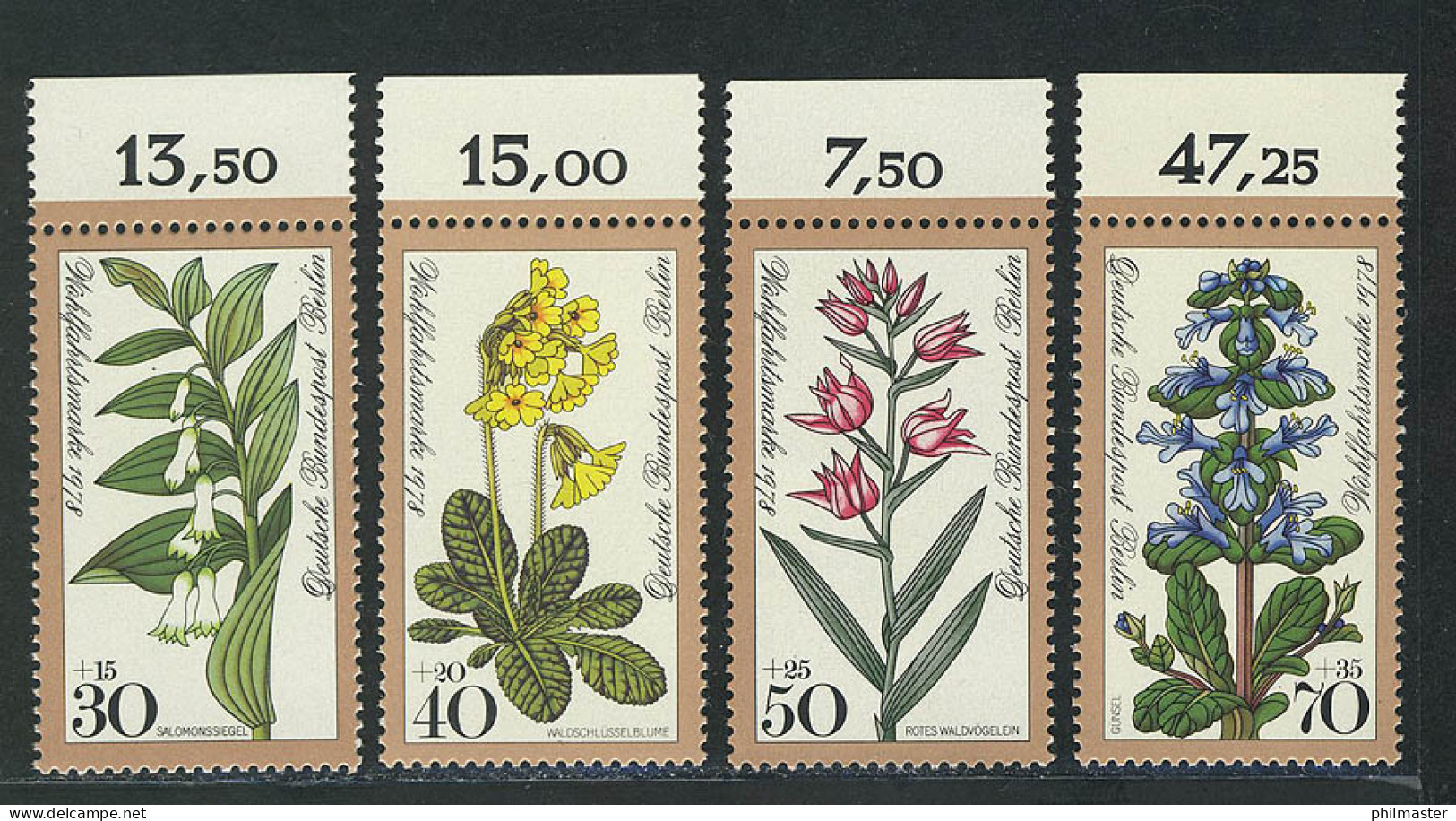 573-576 Wofa Waldblumen 1978, Oberrand, Satz ** - Unused Stamps