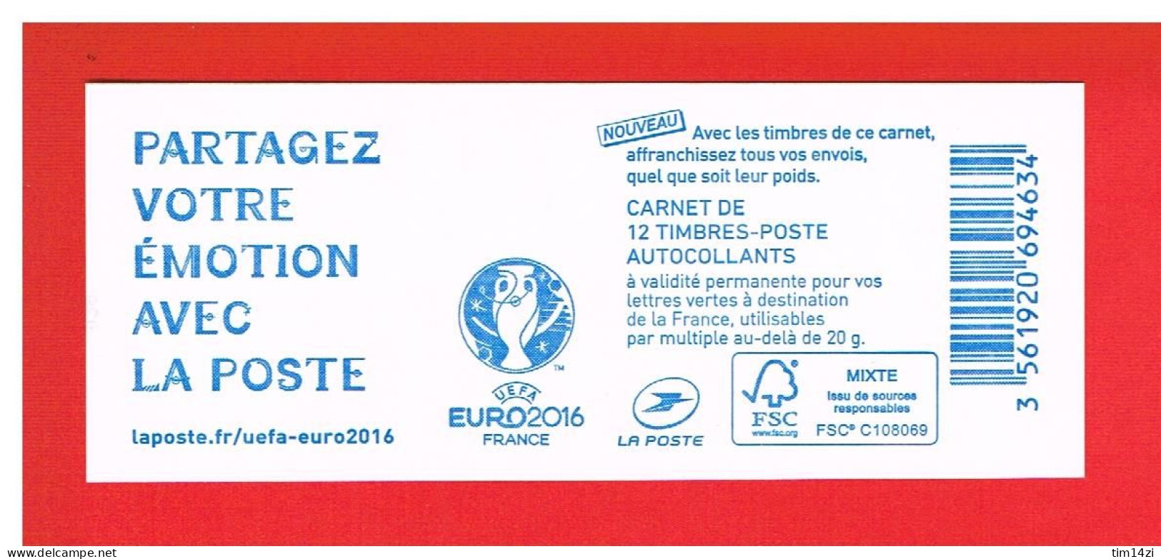 FRANCE - 2016 - CARNET N° 1215-C3 -NEUF** NON PLIE - Marianne De CIAPPA Et KAWENA - TVP Vert - Y&T - COTE :28.00 Euros - Sonstige & Ohne Zuordnung