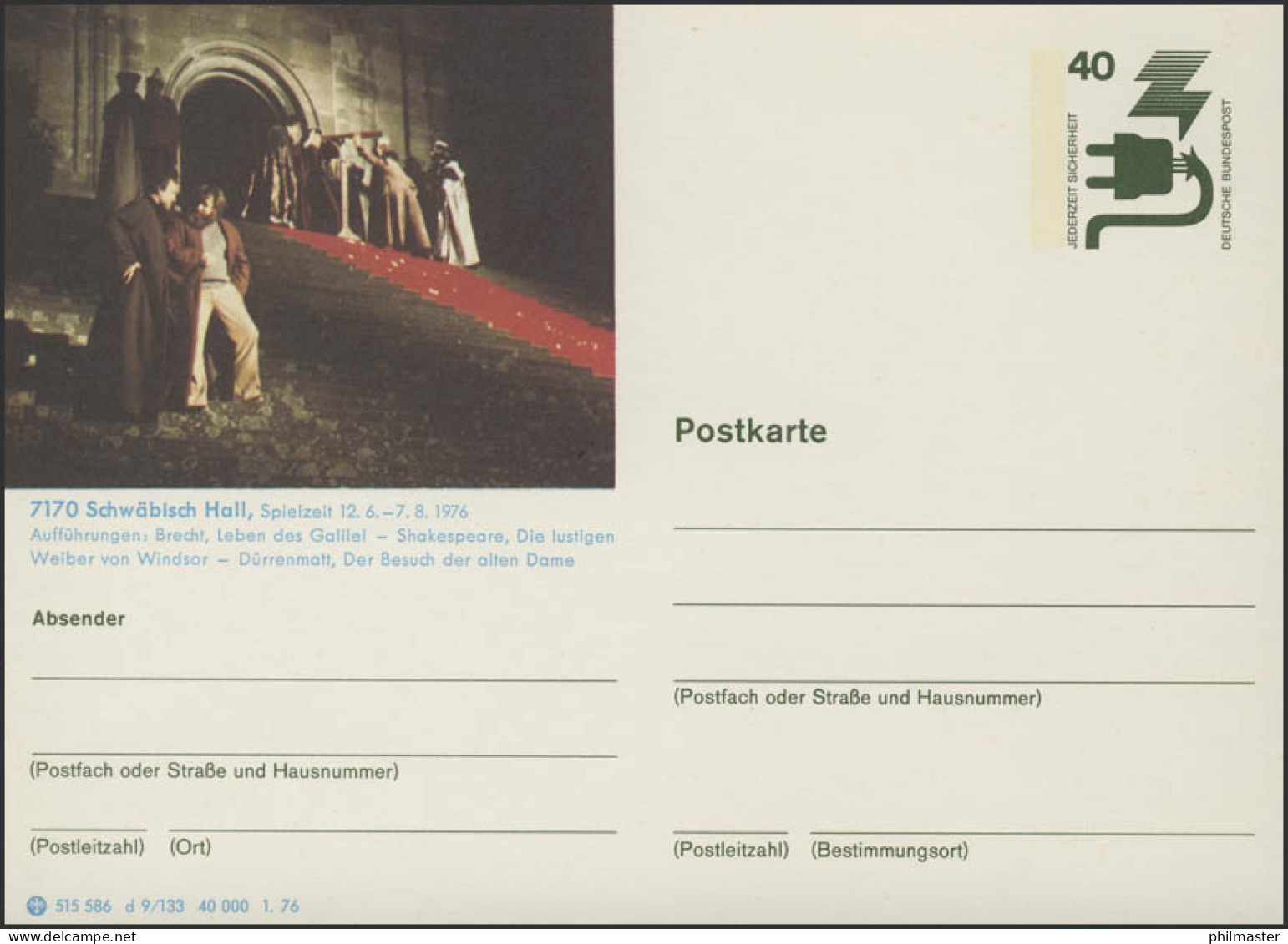 P120-d9/133 7179 Schwäbisch Hall, Freilichtbühne, ** - Cartes Postales Illustrées - Neuves