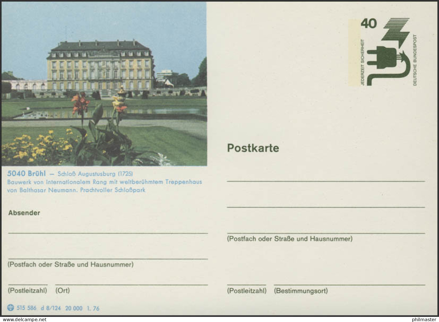 P120-d8/124 5040 Brühl, Schloß Augustusburg, ** - Geïllustreerde Postkaarten - Ongebruikt