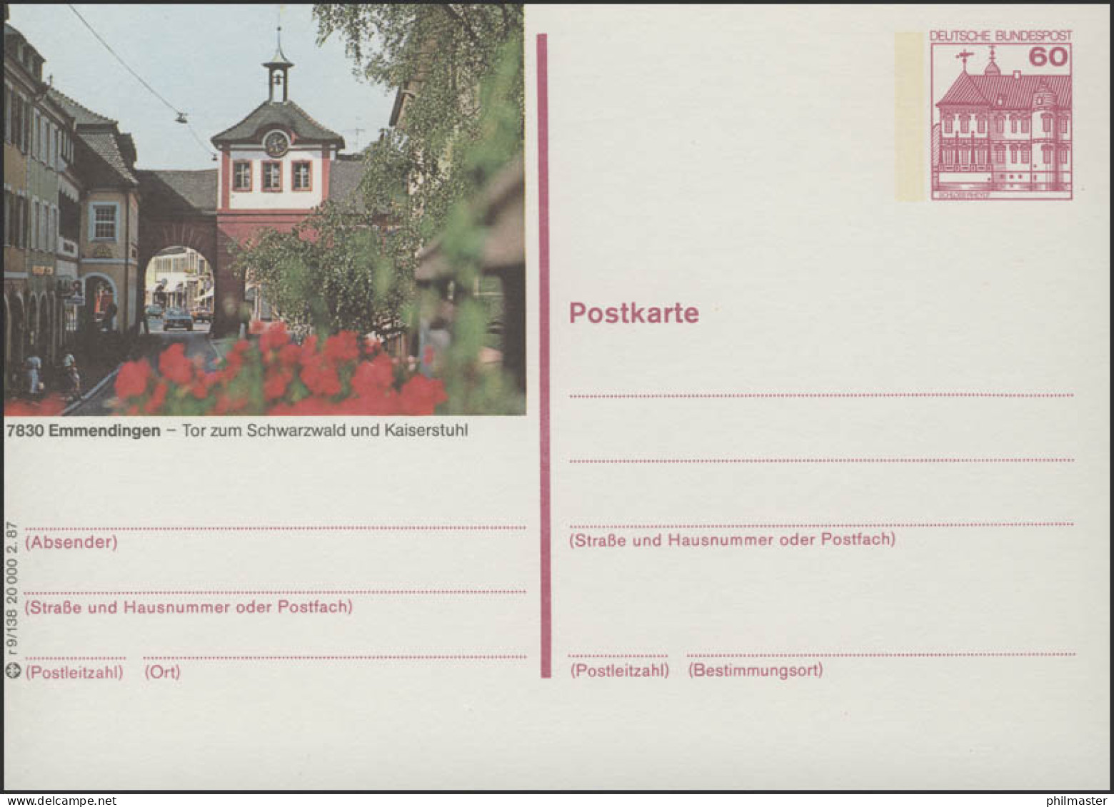 P138-r9/138 7830 Emmendingen, Stadttor, ** - Illustrated Postcards - Mint