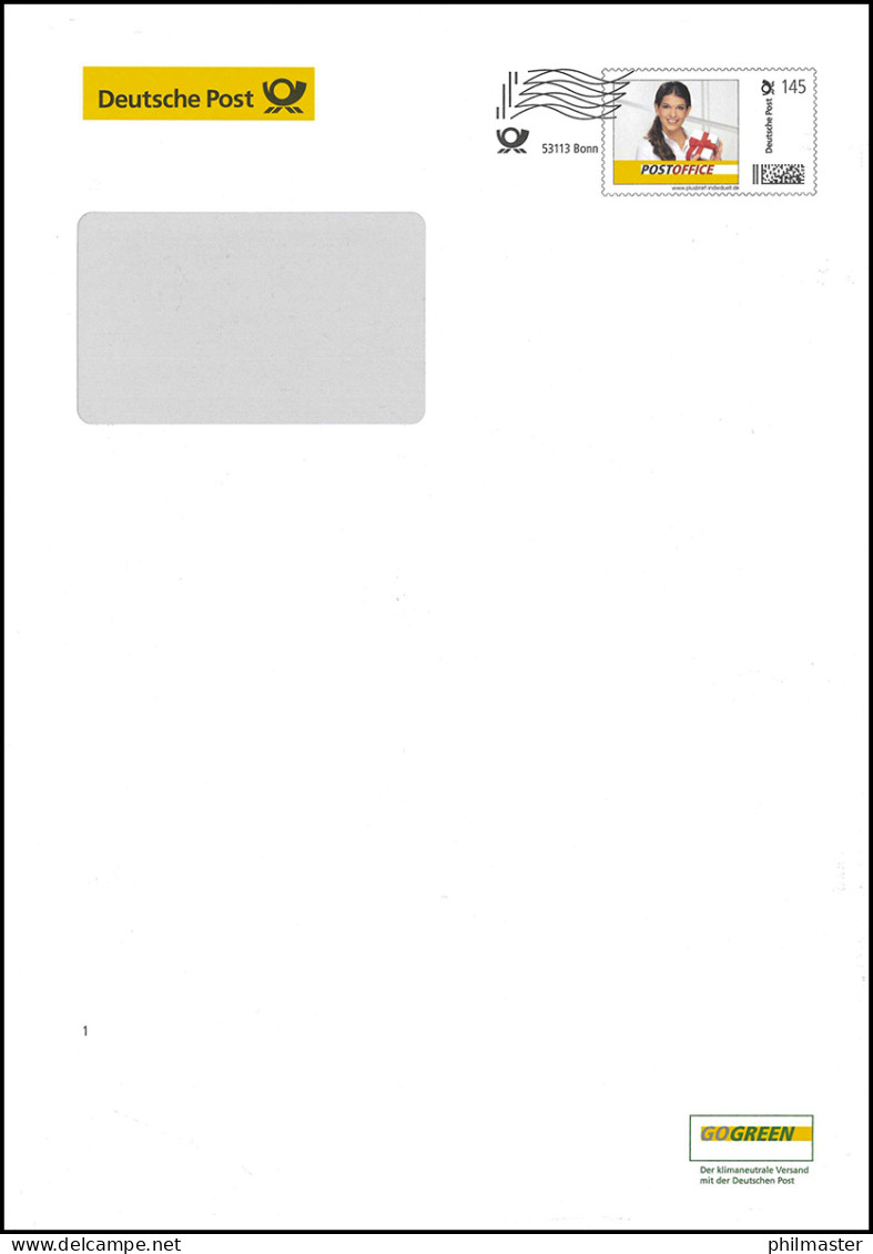 Plusbrief EAI B 31/45 Frauenportrait 145 Cent Frankierwelle Bonn - März 2014 - Enveloppes - Neuves