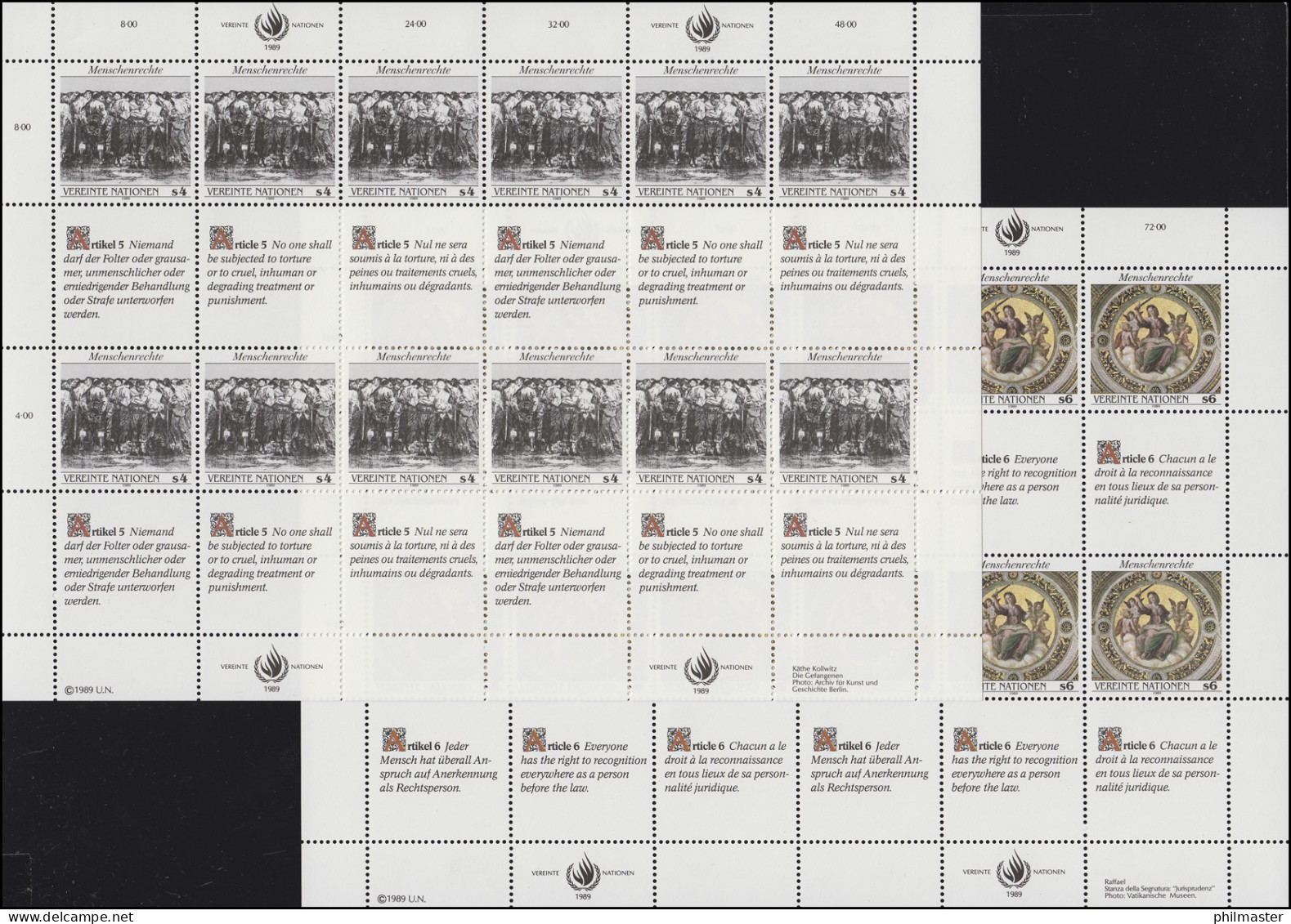 UNO Wien 96-97 Erklärung Der Menschenrechte I 1989, ZD-Bogensatz ** - Altri & Non Classificati