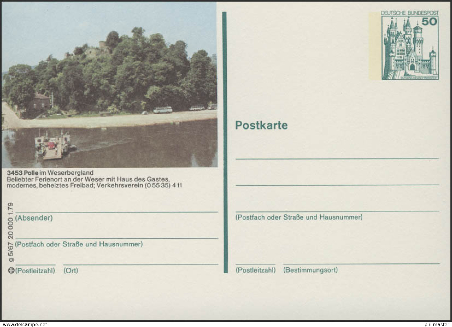 P129-g5/067 - 3453 Polle, Fähre ** - Illustrated Postcards - Mint