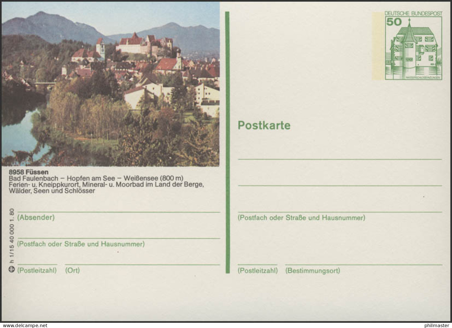 P130-h1/015 - 8058 Füssen, Burg ** - Illustrated Postcards - Mint