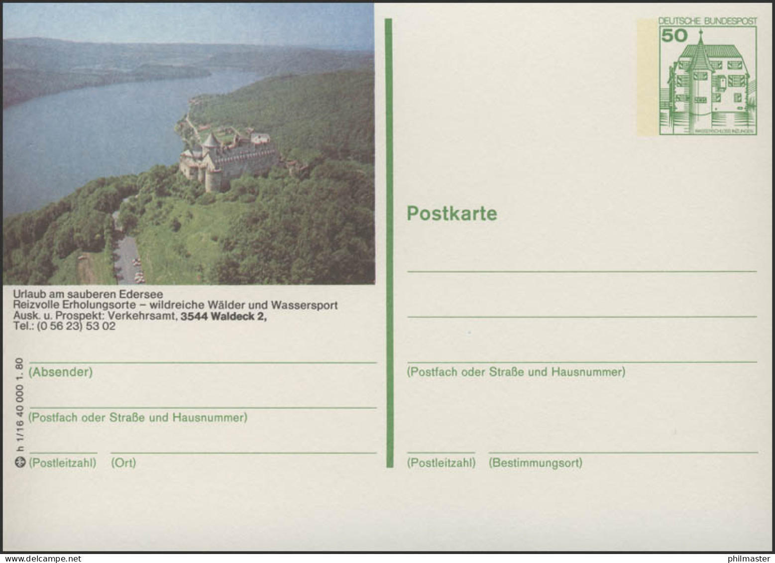 P130-h1/016 - 3544 Waldeck 2, Edersee - Cartes Postales Illustrées - Neuves