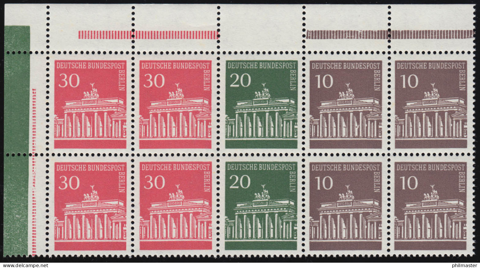 HBl. 13 Mit RLV III, Mit Plattenfehler 286II Schattenbruch + 288II Randdelle, ** - Variétés Et Curiosités