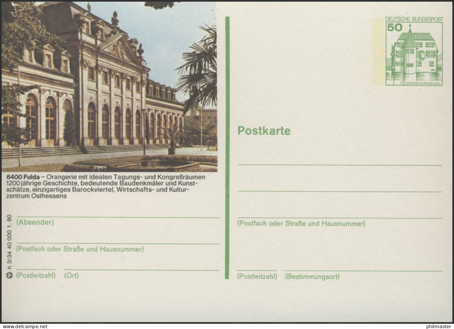 P130-h3/034 - 6400 Fulda/Hessen, Orangerie ** - Cartes Postales Illustrées - Neuves