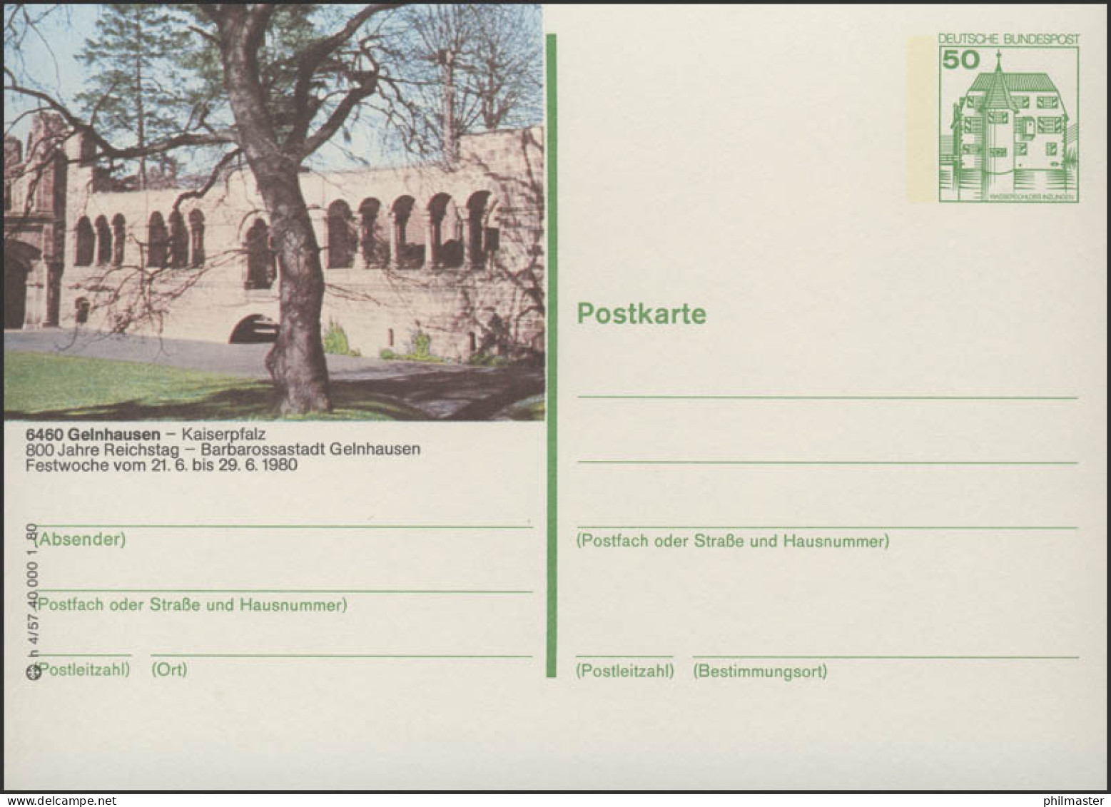 P130-h4/057 - 6460 Gelnhausen, Kaiserpfalz ** - Cartes Postales Illustrées - Neuves