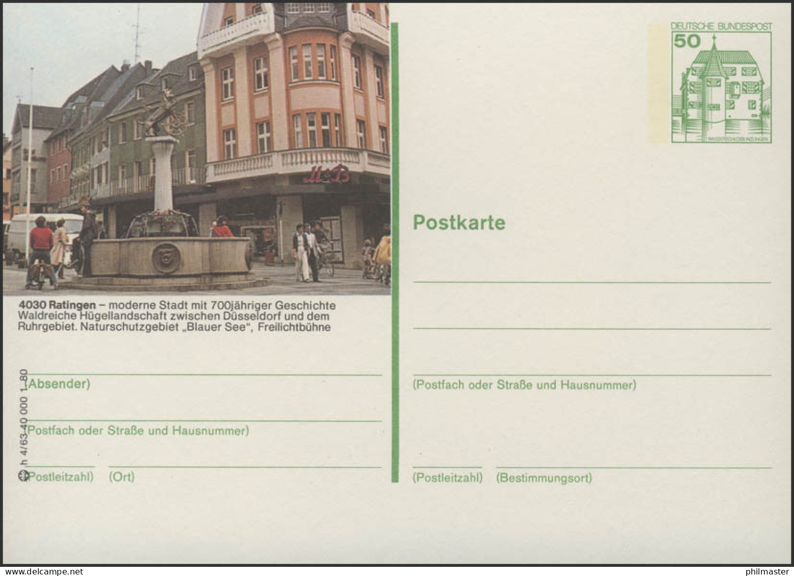 P130-h4/063 - 4030 Ratingen, Teilansicht Mit Brunnen ** - Illustrated Postcards - Mint