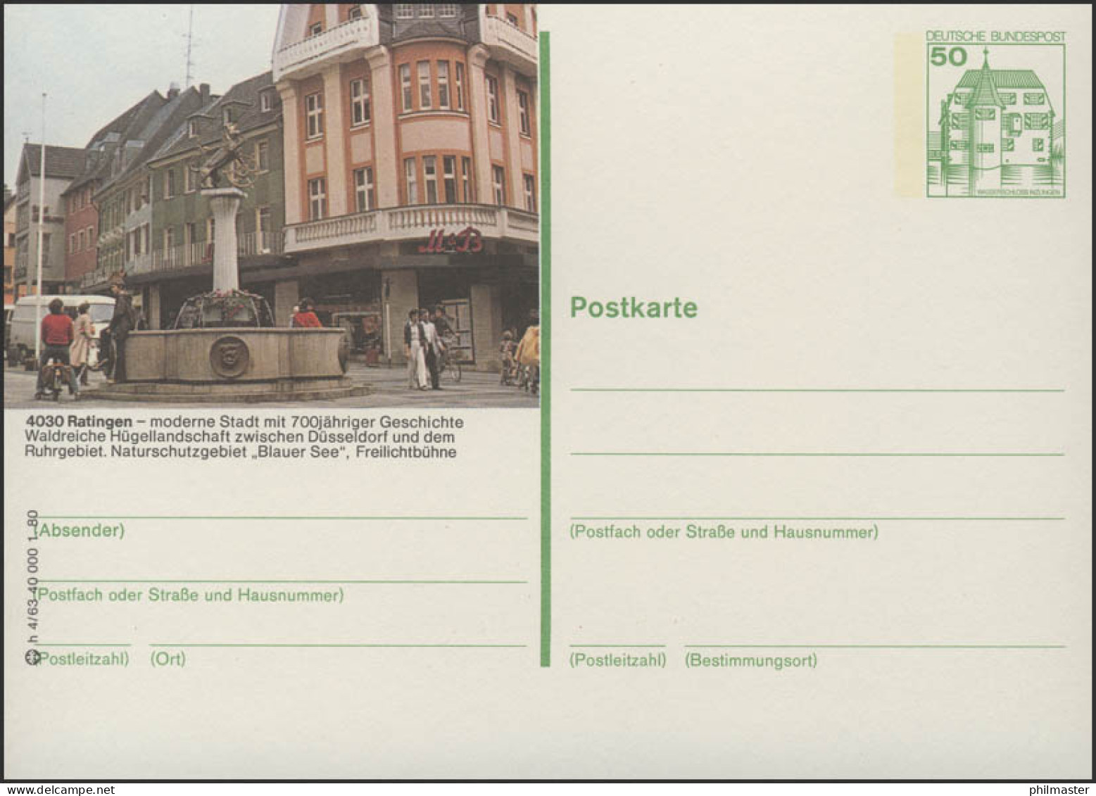 P130-h4/063 - 4030 Ratingen, Teilansicht Mit Brunnen ** - Cartes Postales Illustrées - Neuves