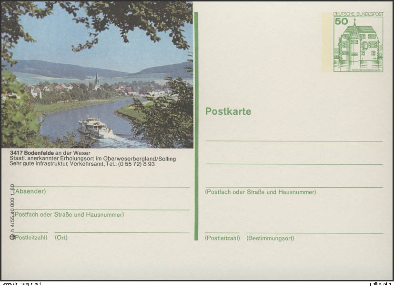 P130-h4/055 - 3417 Bodenfelde, Ortsansicht Mit Weser ** - Illustrated Postcards - Mint