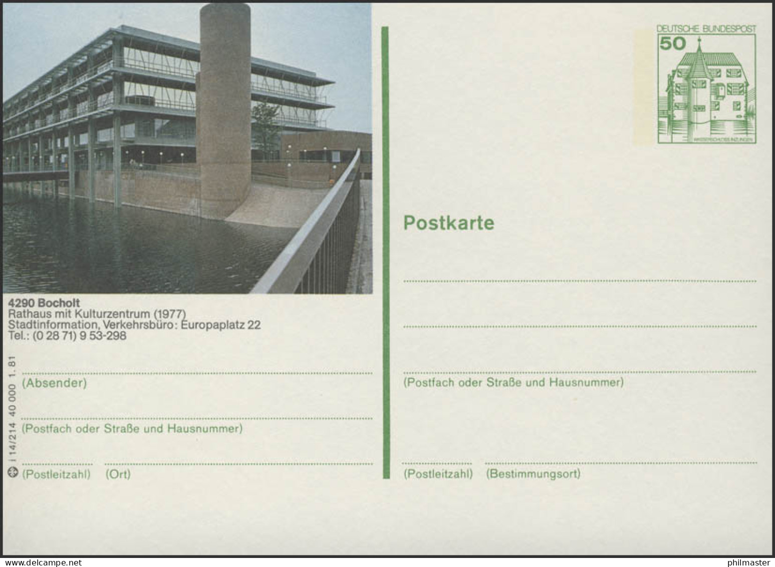 P134-i14/214 - 4290 Bocholt, Rathaus Mit Kulturzentrum ** - Geïllustreerde Postkaarten - Ongebruikt