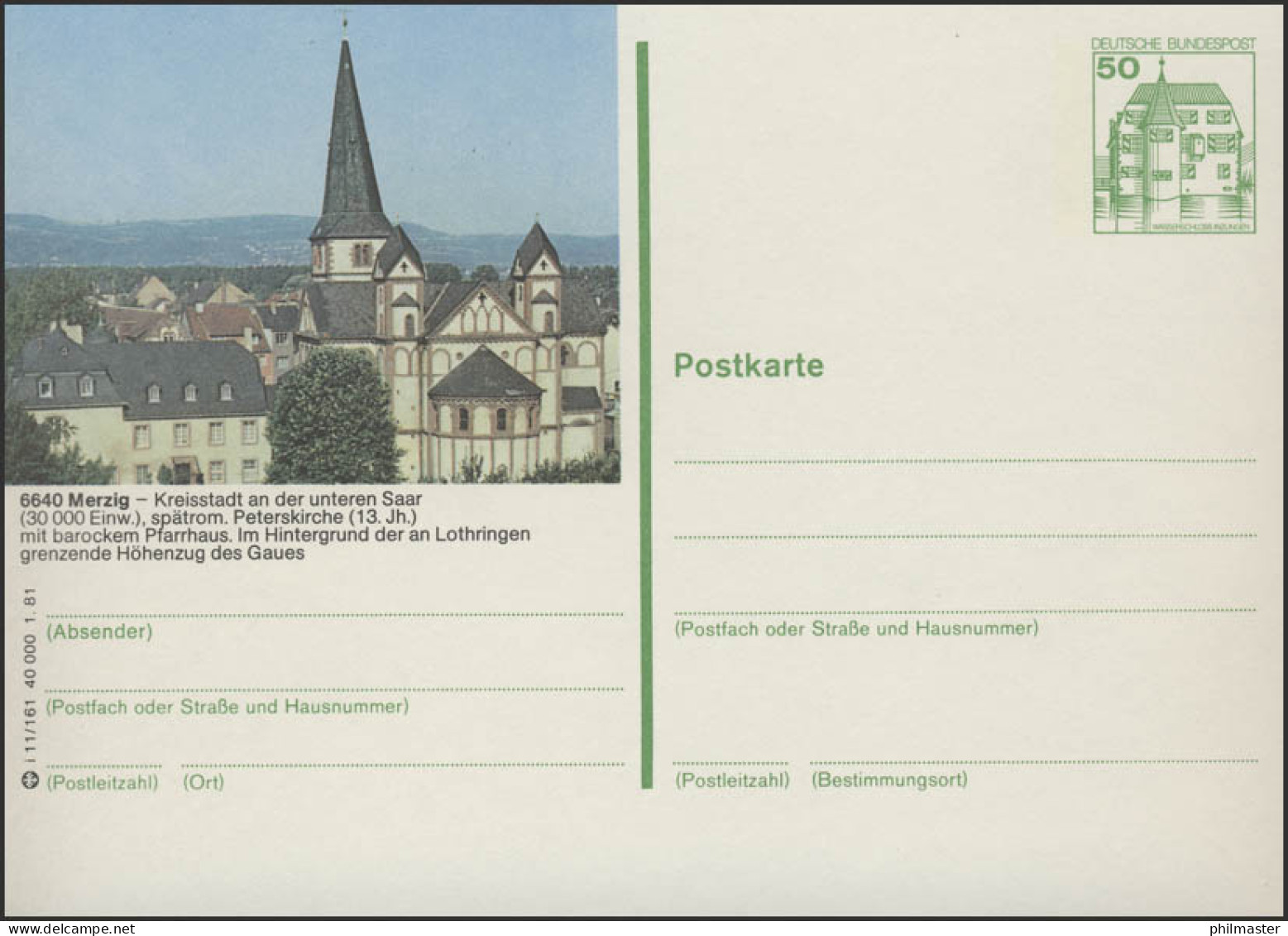 P134-i11/161 - 6640 Merzig, St.-Peter-Kirche ** - Cartes Postales Illustrées - Neuves