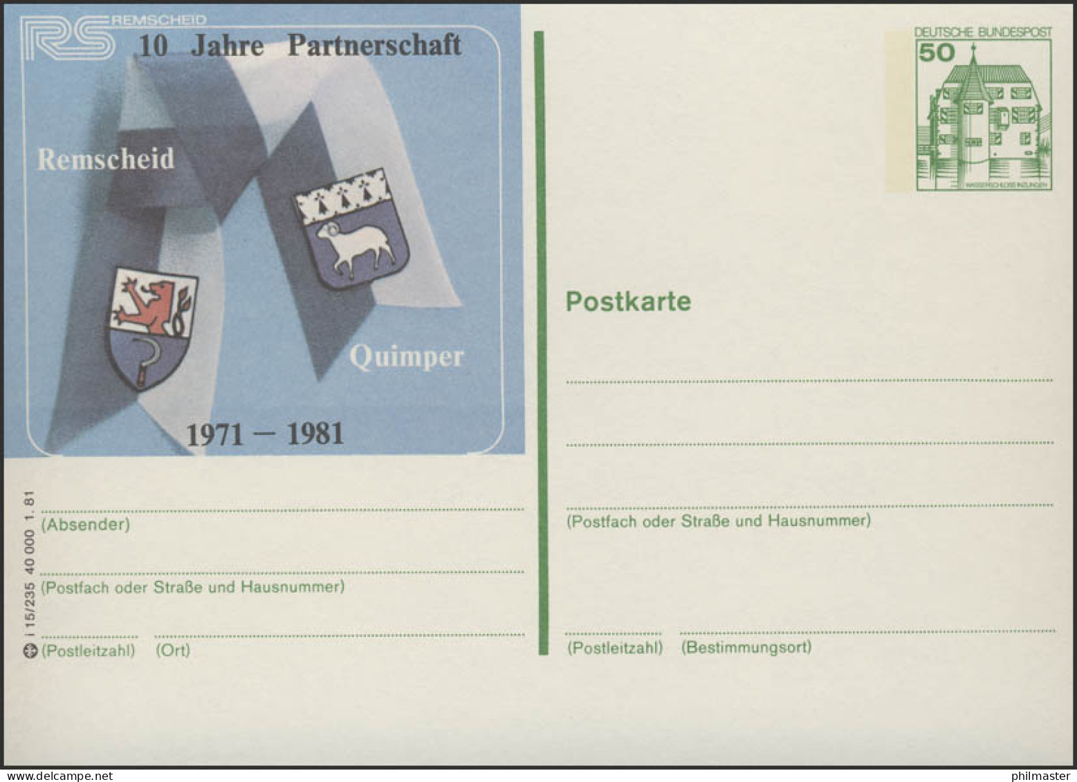 P134-i15/235 - 5630 Remscheid, Partnerschaft Quimper ** - Postales Ilustrados - Nuevos