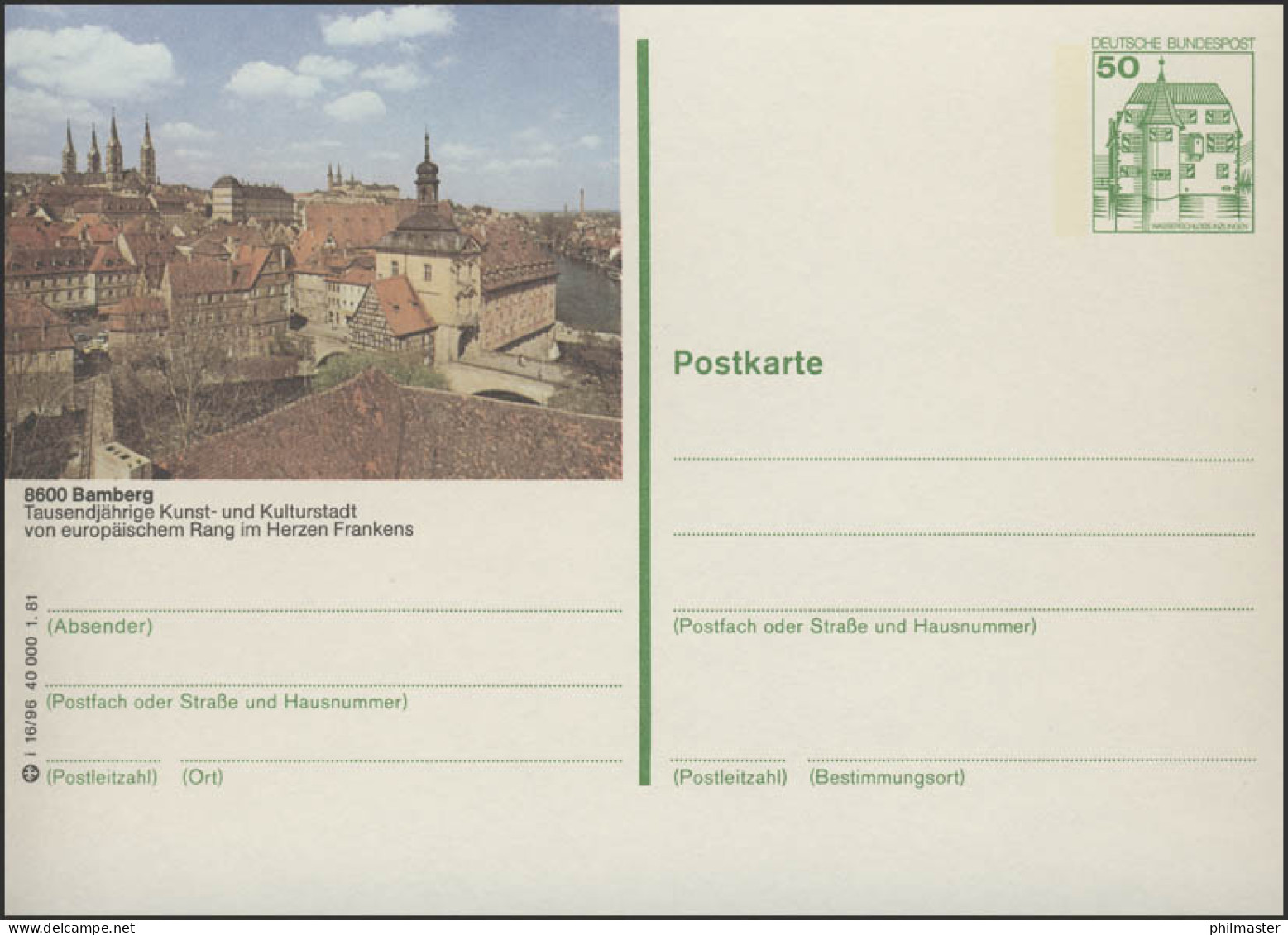 P134-i16/096 - 8600 Bamberg, Bergstadt ** - Cartes Postales Illustrées - Neuves