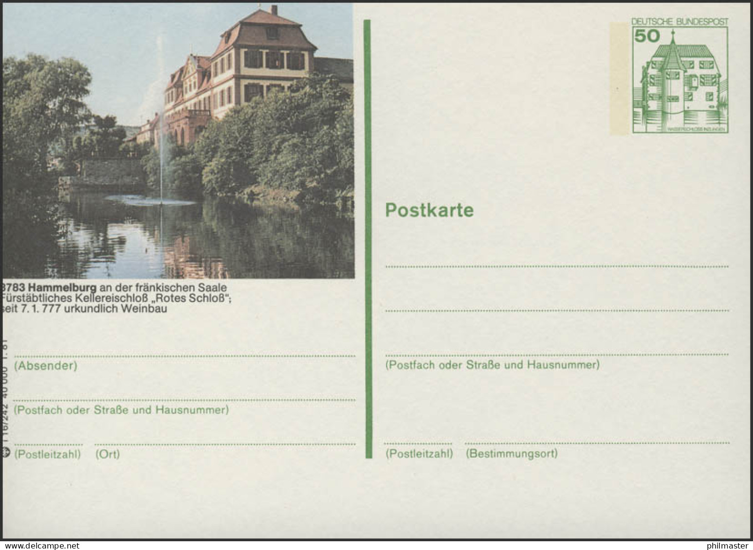 P134-i16/242 - 8783 Hammelburg, Rotes Schloß ** - Illustrated Postcards - Mint