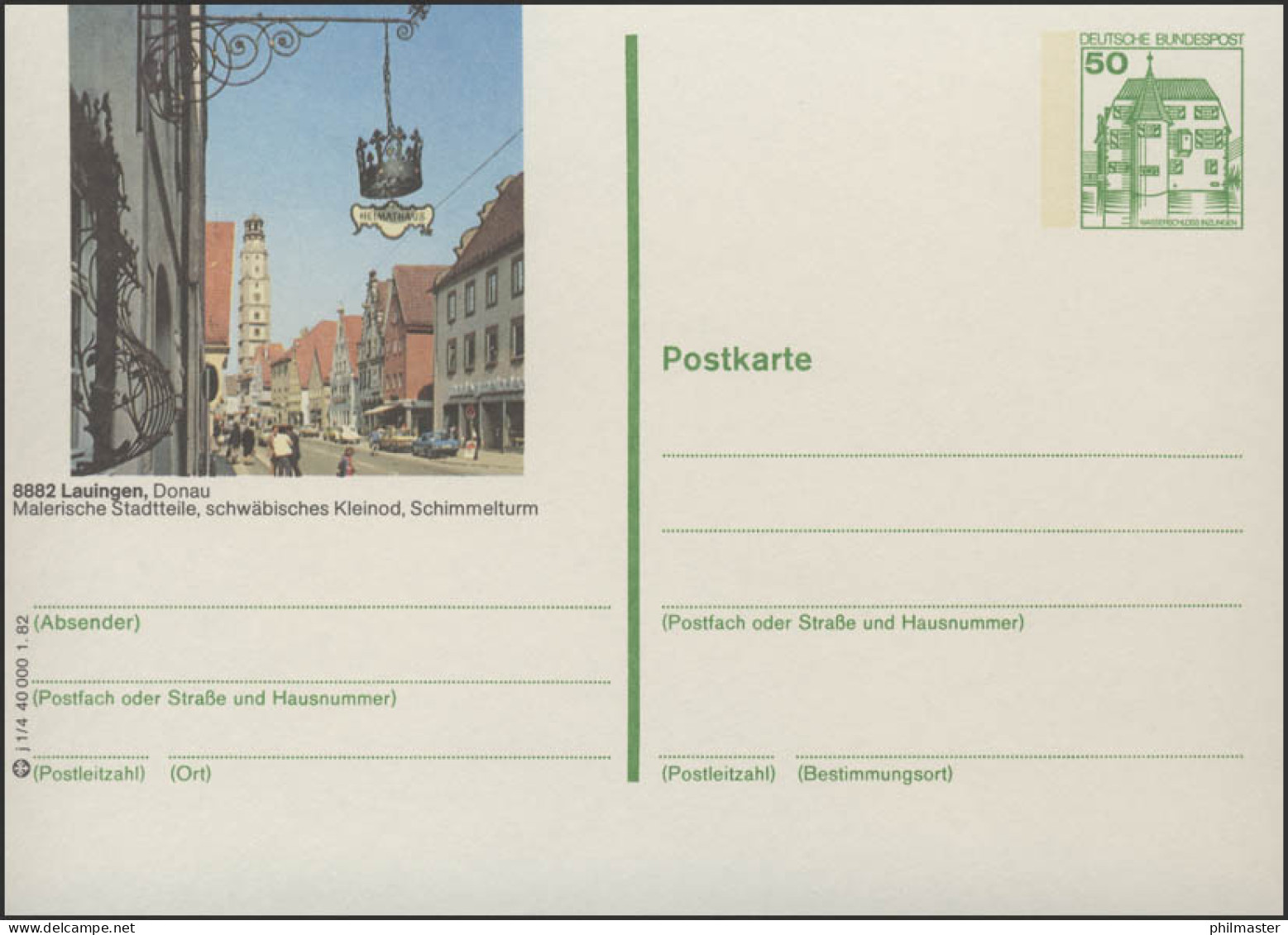P134-j1/004 - 8882 Lauingen, Schimmelturm ** - Illustrated Postcards - Mint