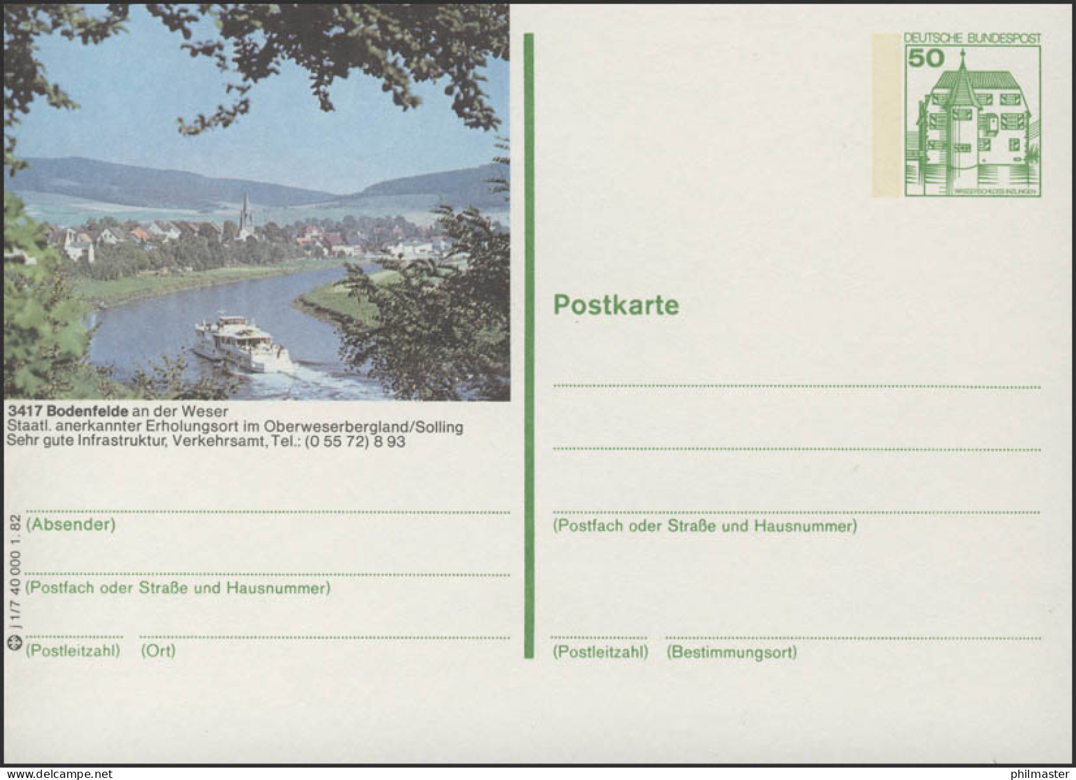 P134-j1/007 - 3417 Bodenfelde, Ortsansicht Mit Weser ** - Illustrated Postcards - Mint