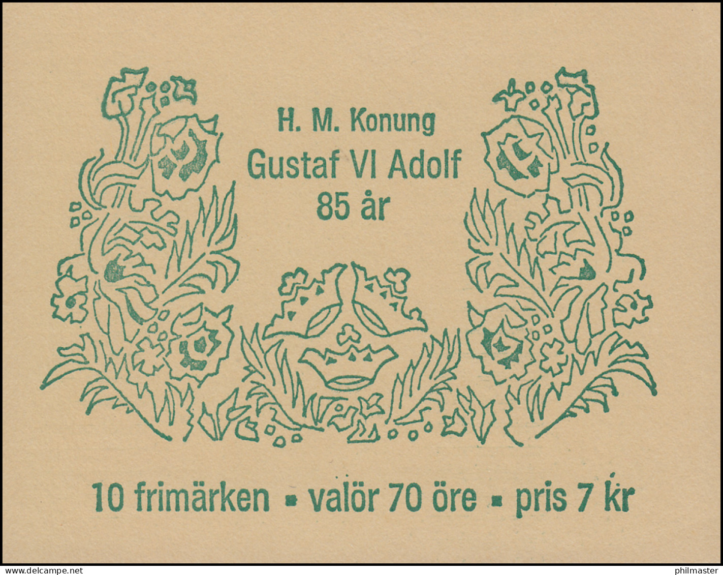 Markenheftchen Geburtstag König Gustaf VI. Adolf 70 Öre 10x 595D, ** - Sin Clasificación